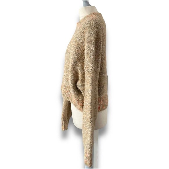 Free People Stardust Pullover Sweater XS Beige Fuzzy Cropped Mock Neck Cozy Boho - Picture 6 of 11